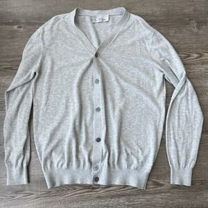 Combatant Gentlemen V-Neck Cardigan Mens Large Grey Regular Fit Italian Cotton